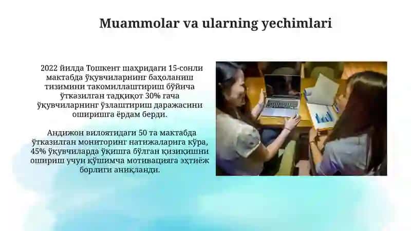 Umumiy oʻrta taʼlimda taʼlim-tarbiya va monitoring 4