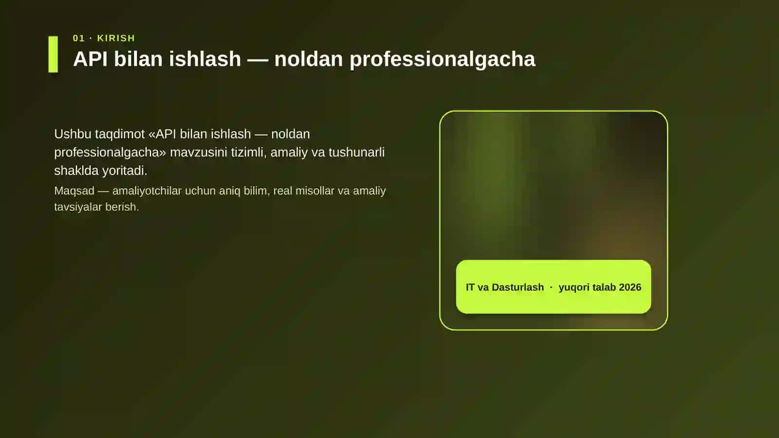 API bilan ishlash — noldan professionalgacha 4