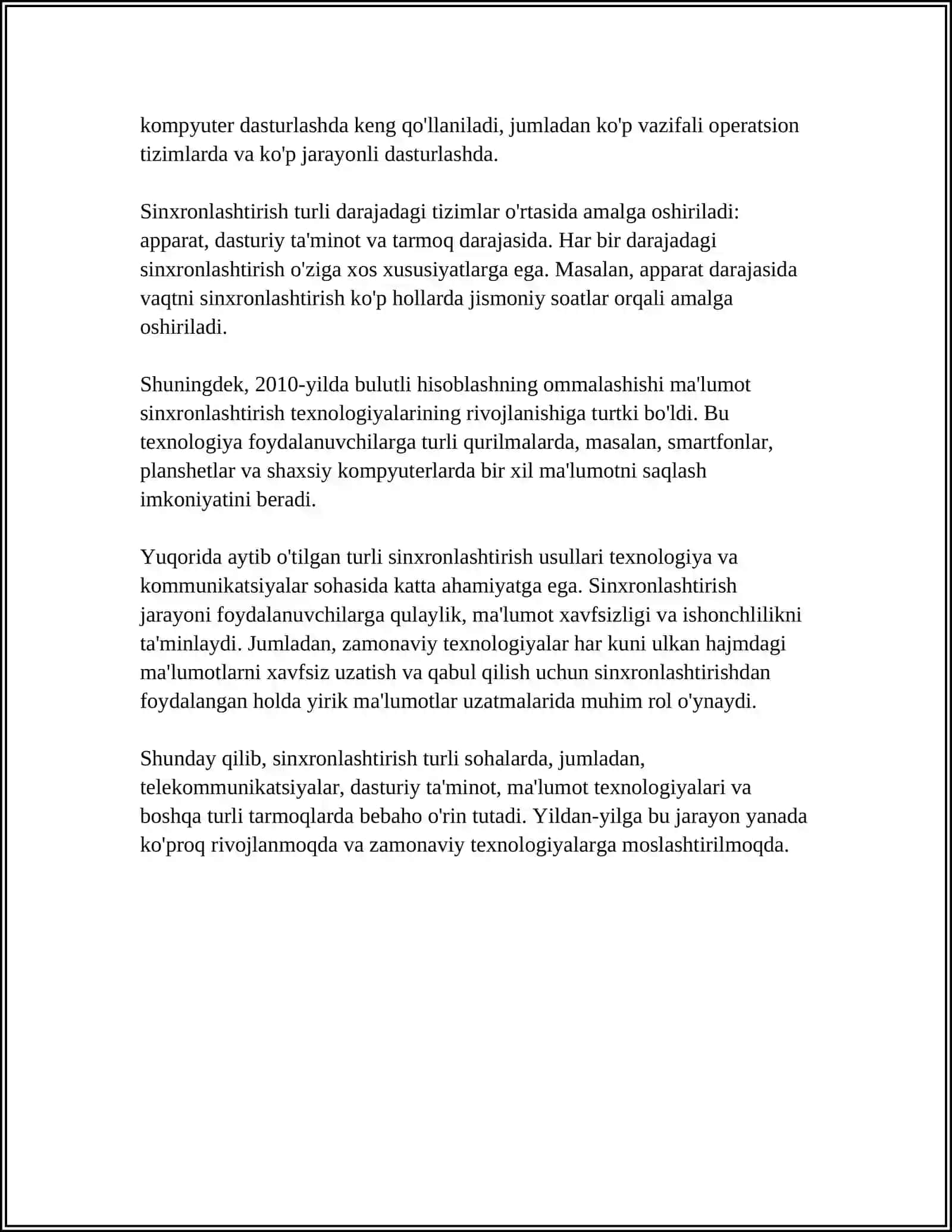 SINXRONLASHTIRISH MEXANIZMLAR JARAYONLARI 4