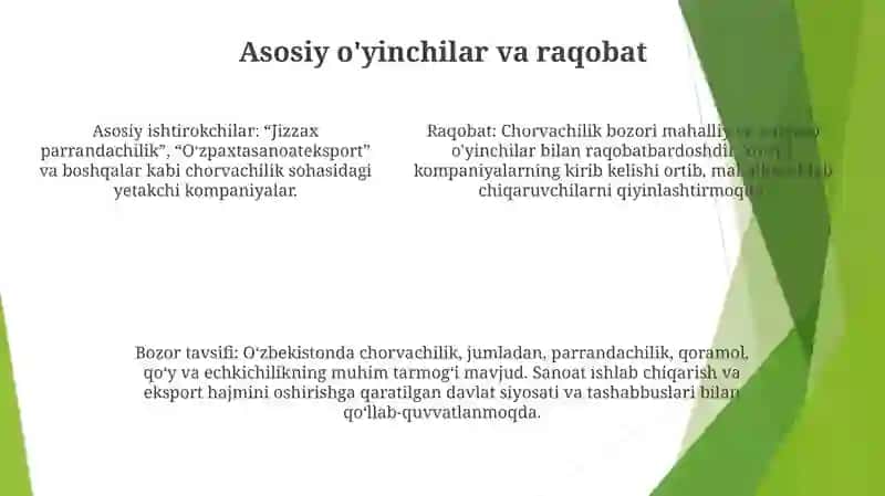 Chorvachilik Tarmoqlariga Tavsif 4