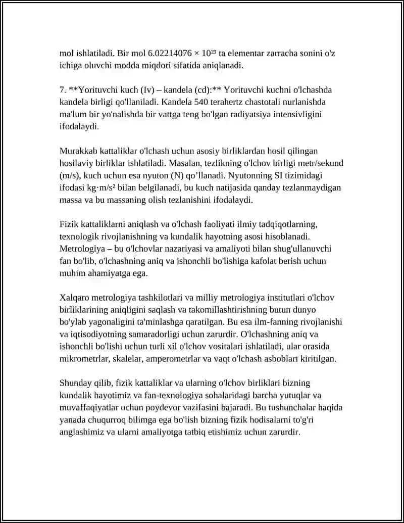 FIZIK KATTALIKLAR VA ULARNI O'LCHASH 4