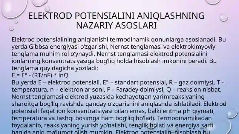 Elektrodlar potensialini aniqlash usullari 4