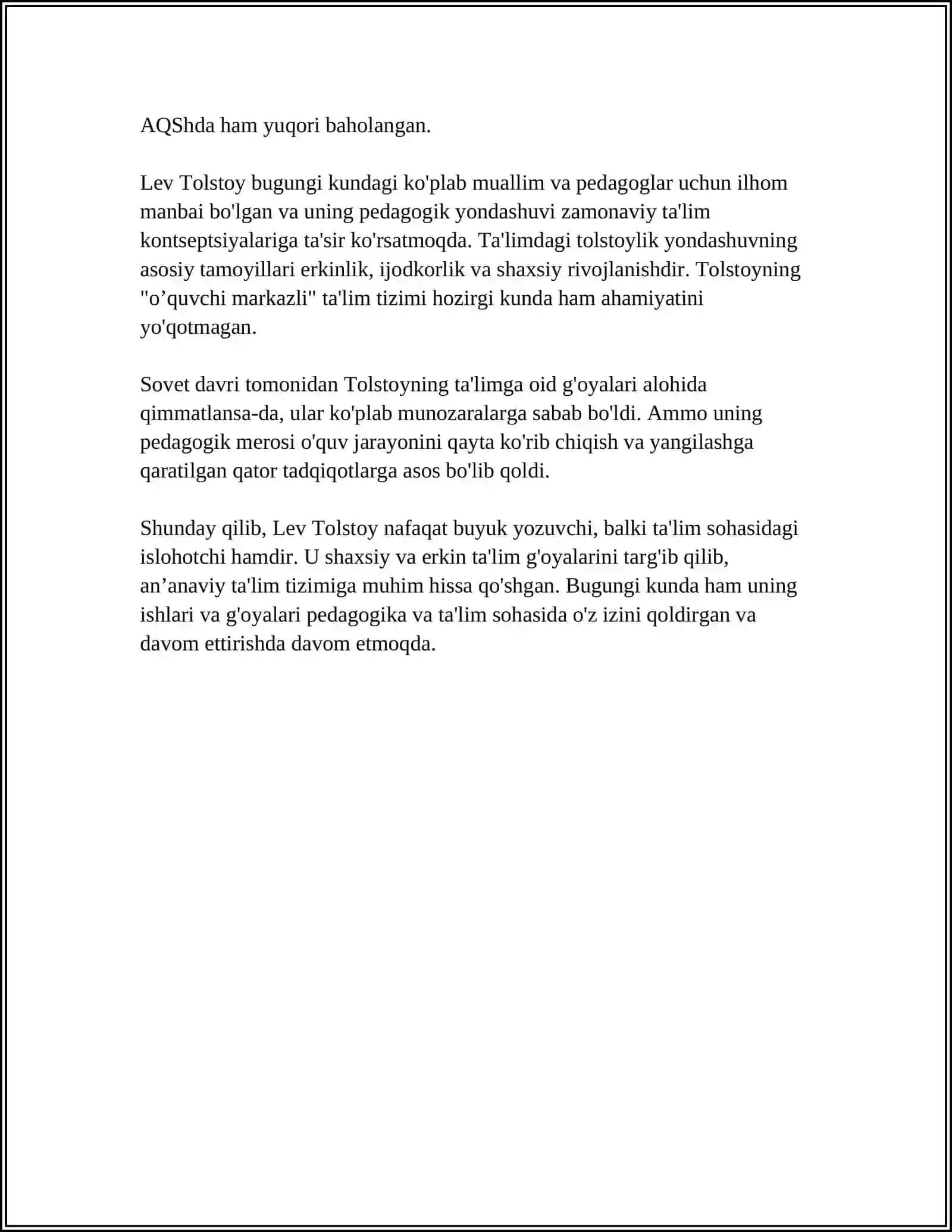 L.N TOLSTOLNING PEDAGOGIK QARASHLARI 4