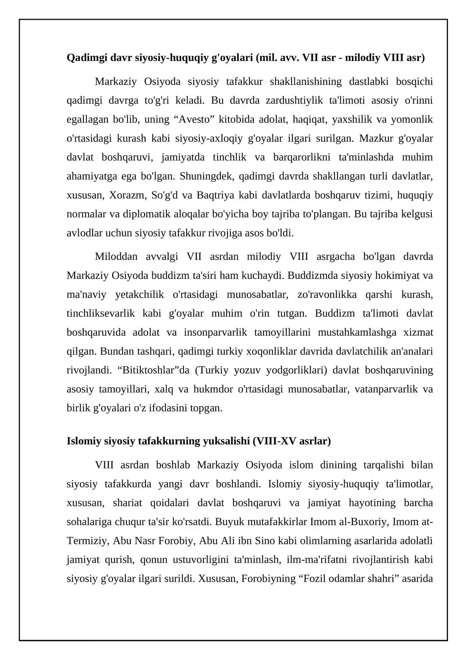 Mavzu: O'rta Osiyoda siyosiy fikrlar tarixi 4