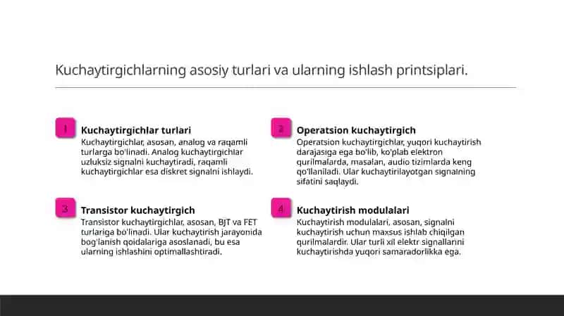 Elektr signallari va ularning kuchaytirgichlari 4