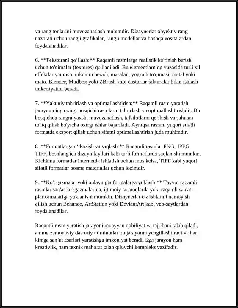 RASMALAR YARATISH TEXNALOGIYALARI 4