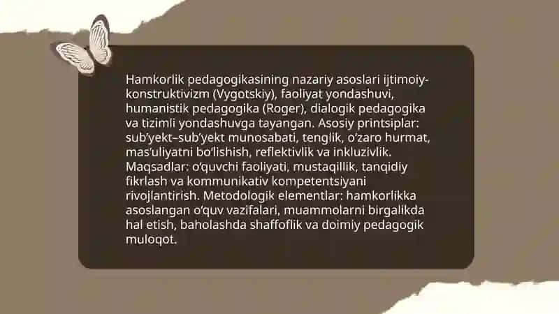 Hamkorlik pedagogikasining konseptual g'oyalari 4
