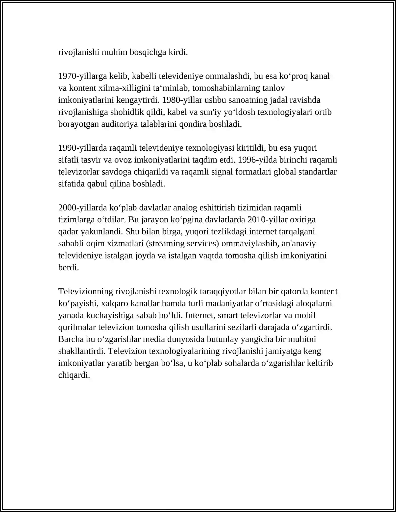 TELEVIDENIYA-KÒNGILOCHAR SANOAT SIFATIDA 4