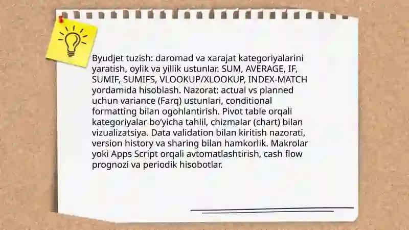 Jadval muharrirlaridan foydalanish 4