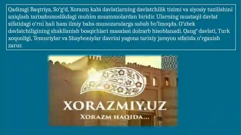 OʻZBEKISTONTARIXINING DOLZARB MUOMALARI 4