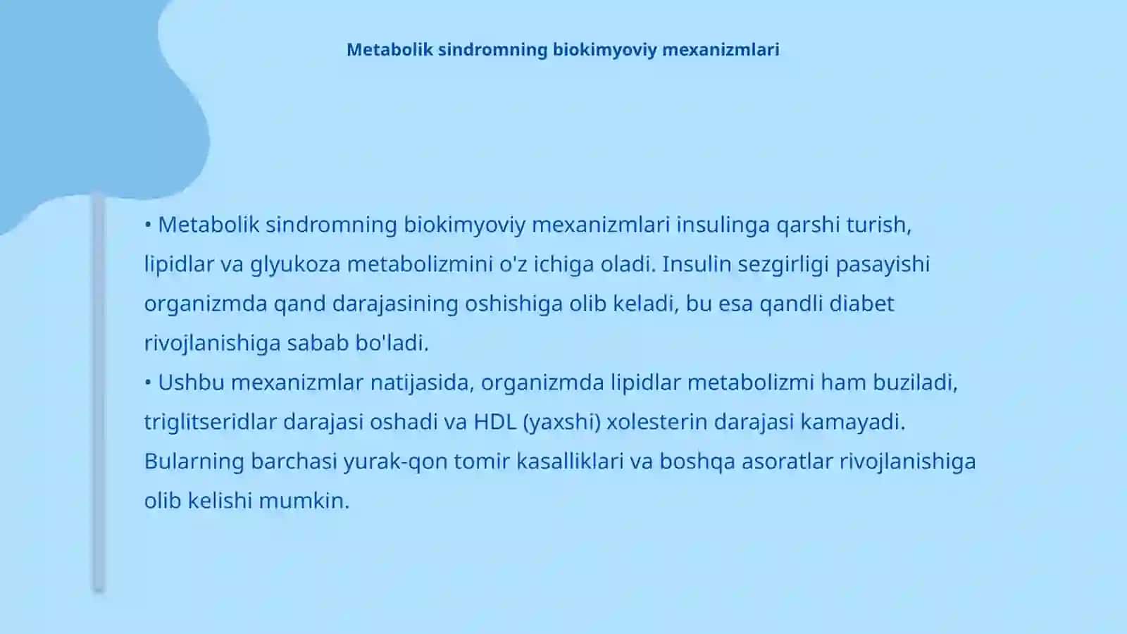 Metabolik sindrom kelib chiqishining biokiyoviy asoslari va asoratlari 4