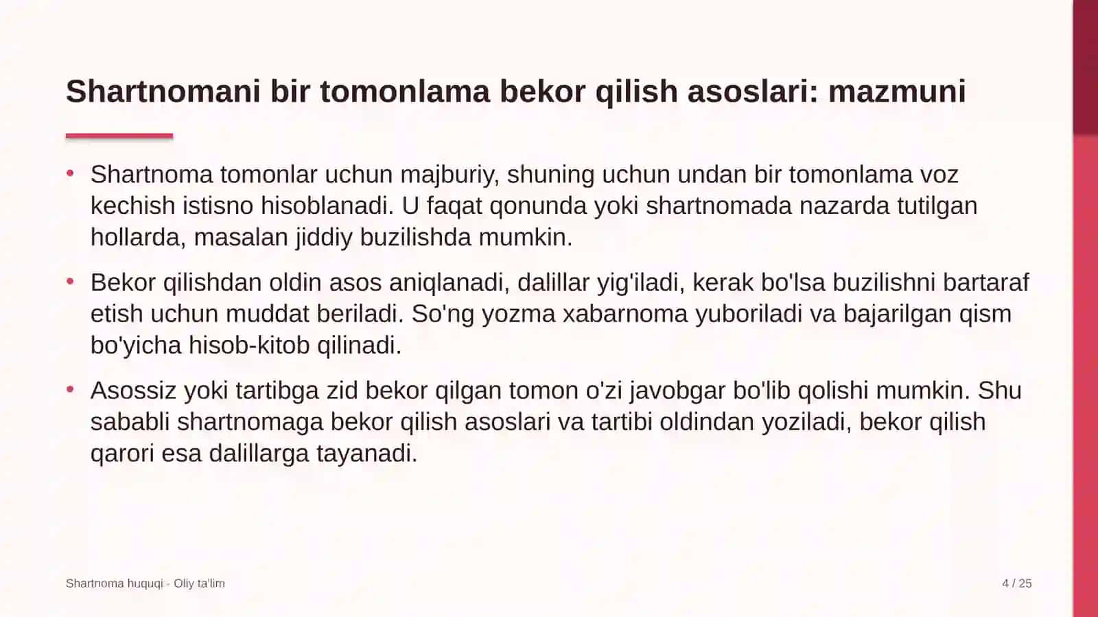startaplarda shartnomalarni bir tomonlama bekor qilish asoslari 9183 4