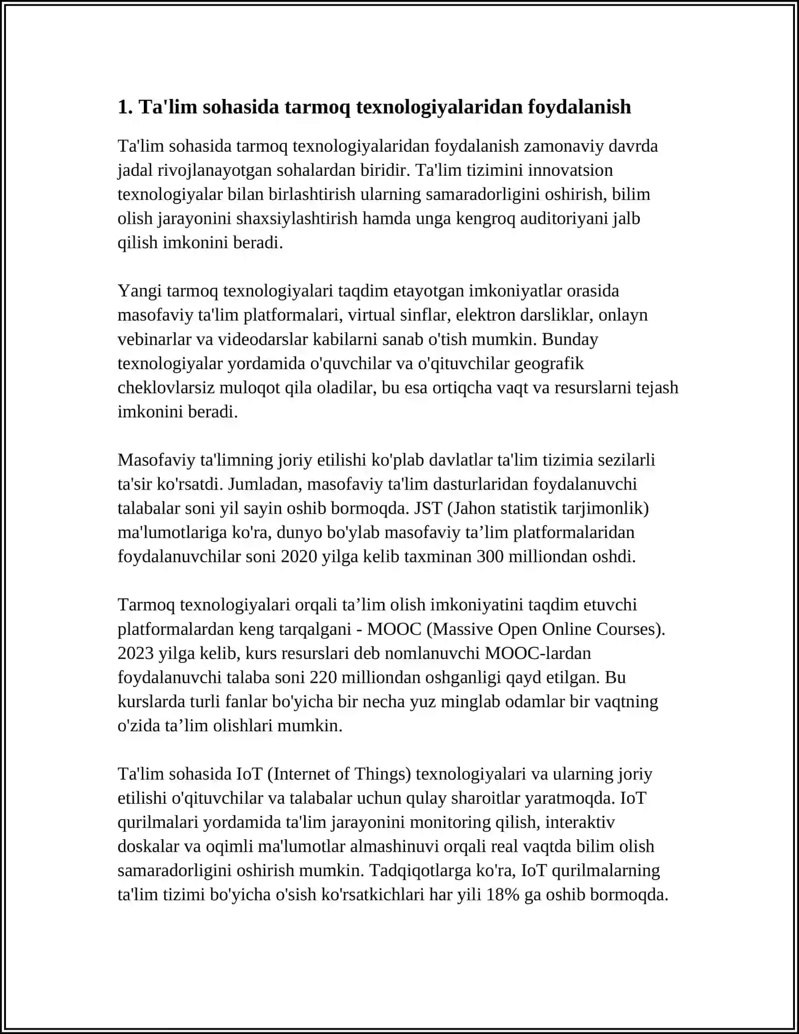 XALQ XO'JALIGINING TURLI SOHALARI VA TARMOQLARIDA TARMOQ TEXNOLOGIYALARDAN FOYDALANISH YO'LARI 4