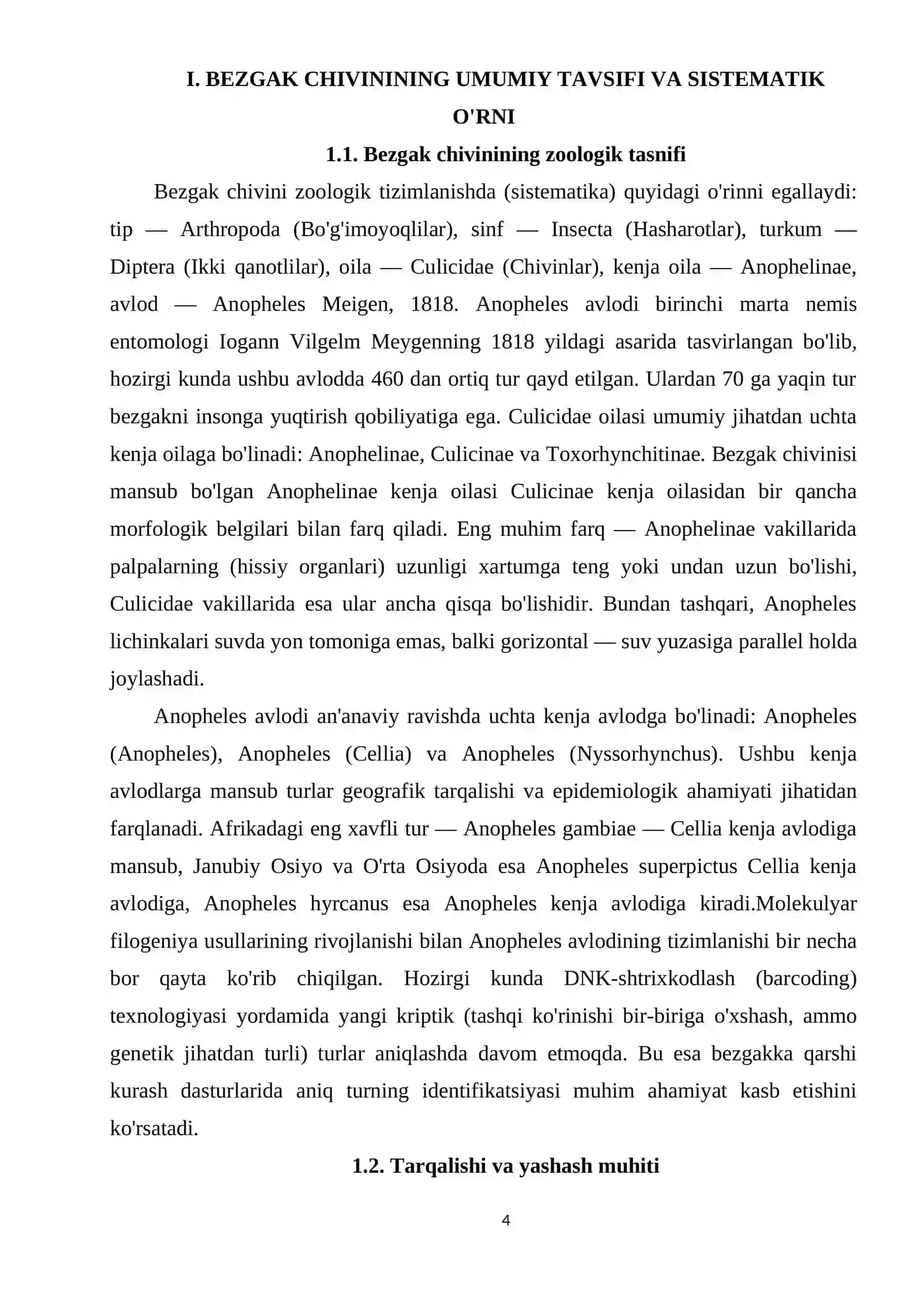 Bezgak chivini (Anopheles)ning morfologik va biologik xususiyatlari 4