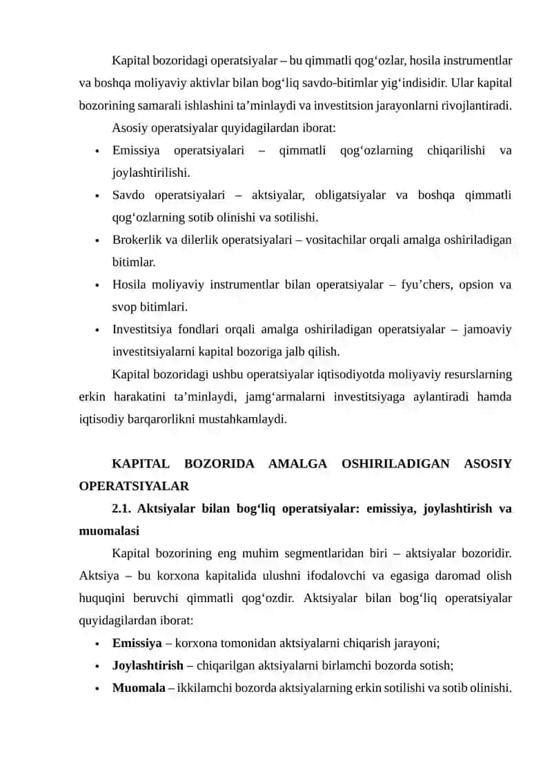 Kapital bozoridagi operatsiyalar 4