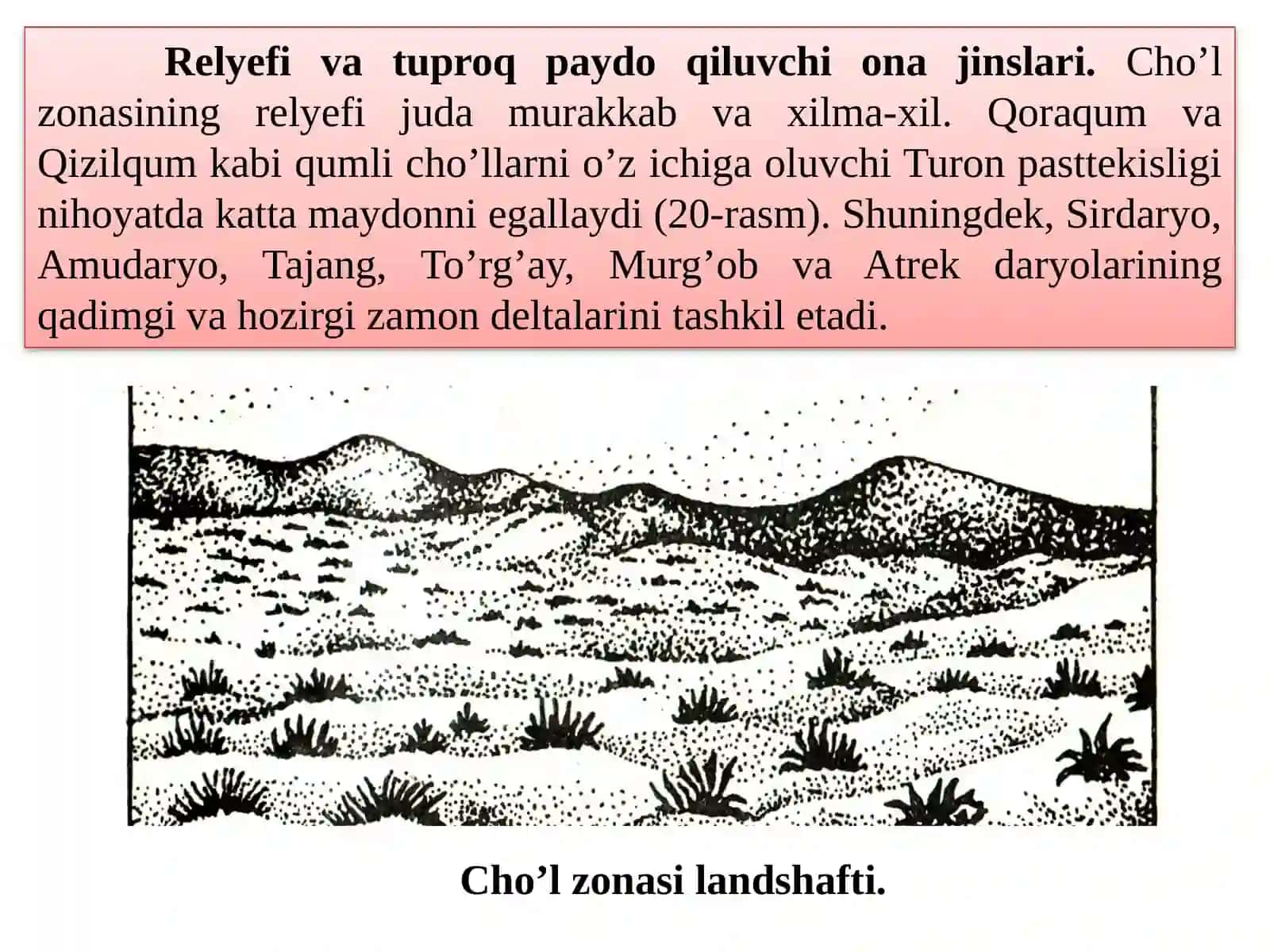 O’zbekistonning cho’l zo’nasi tuproqlari va gidromorf tuproqlar 4
