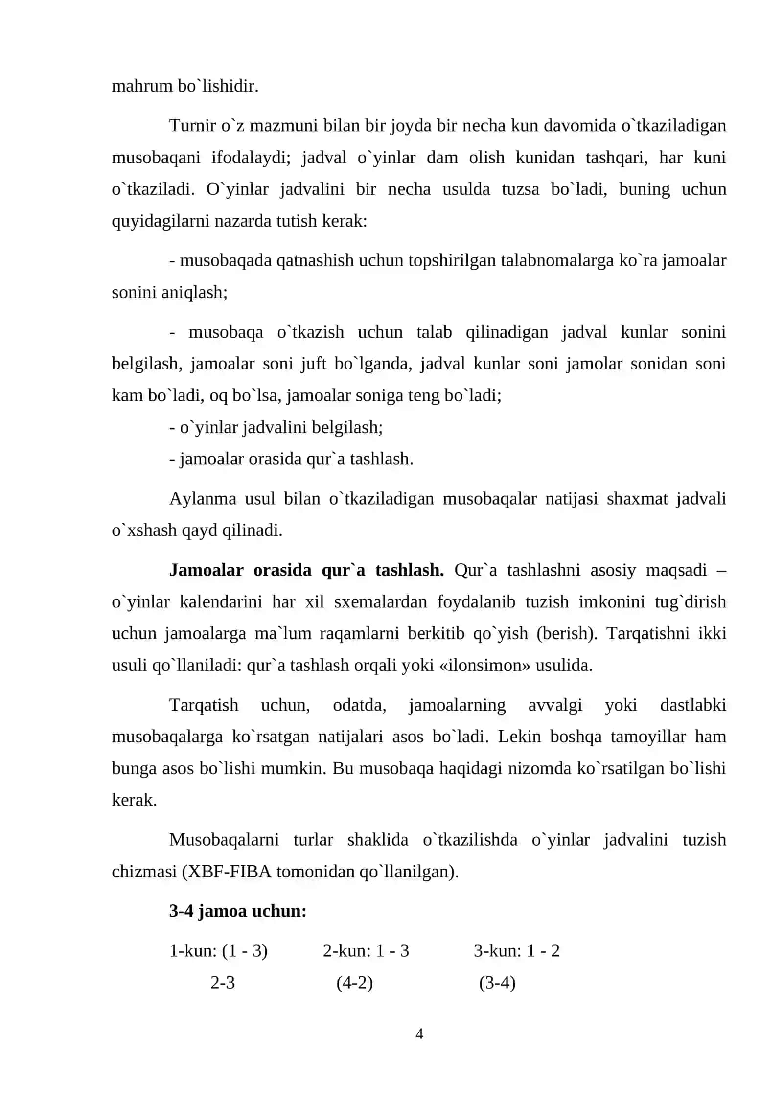 Musobaqalarni tashkil qilish va o`tkazish 4