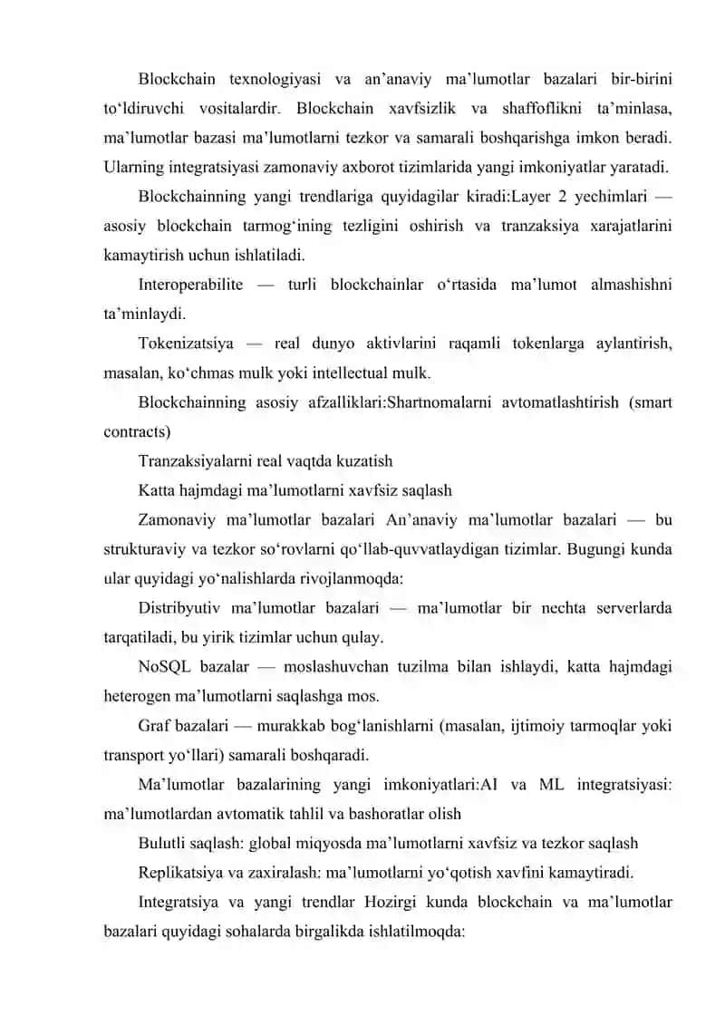 BLOCKCHAIN TEXNOLOGIYASI VA MA'LUMOTLAR BAZALARI. 4