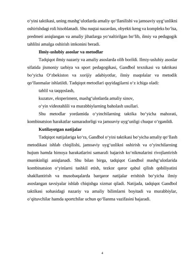 Gandbol o‘yini taktikasi 4