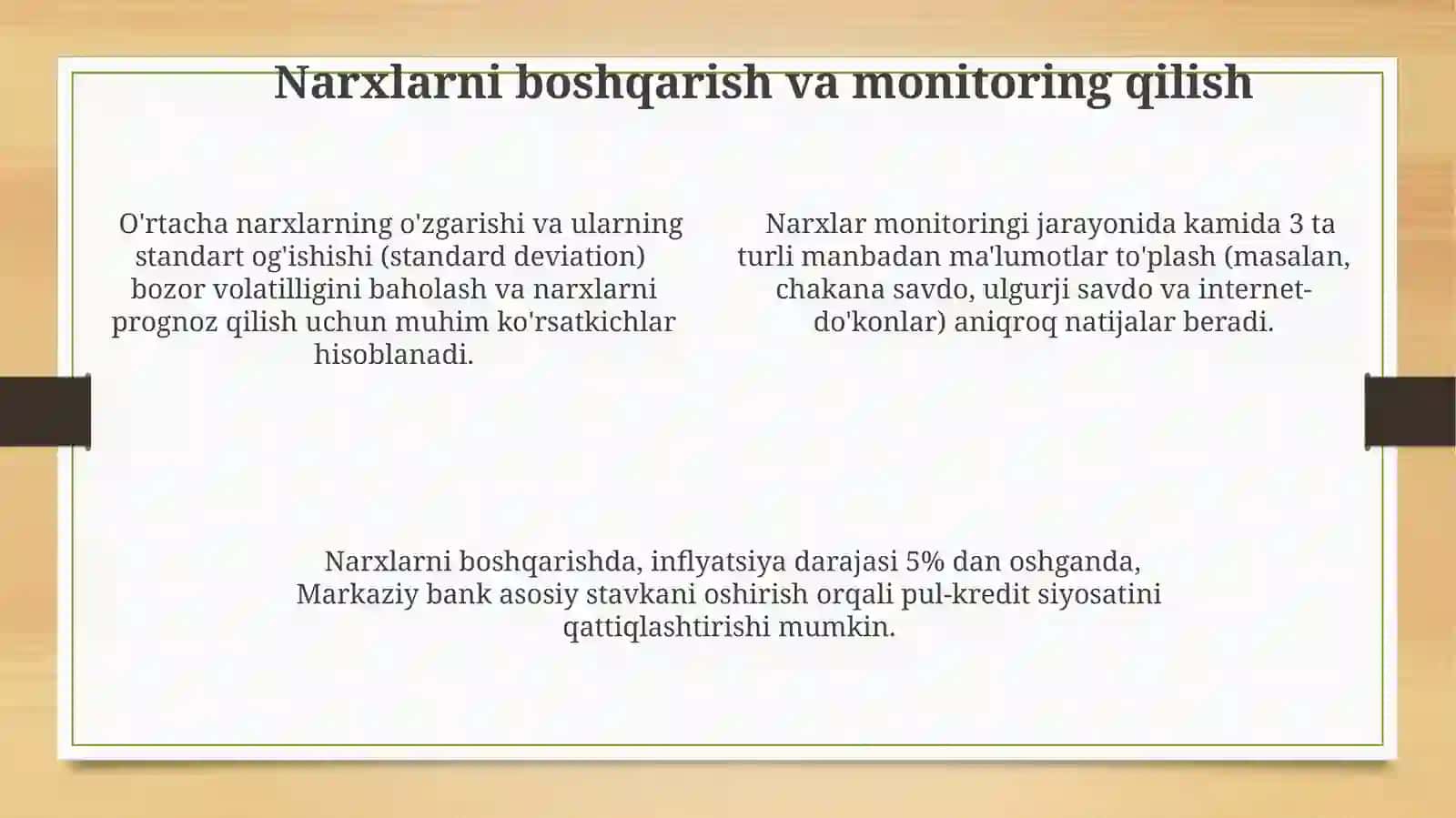 Bozor iqtisodiyotiga egam mamlakatlardan narx belgilash 4