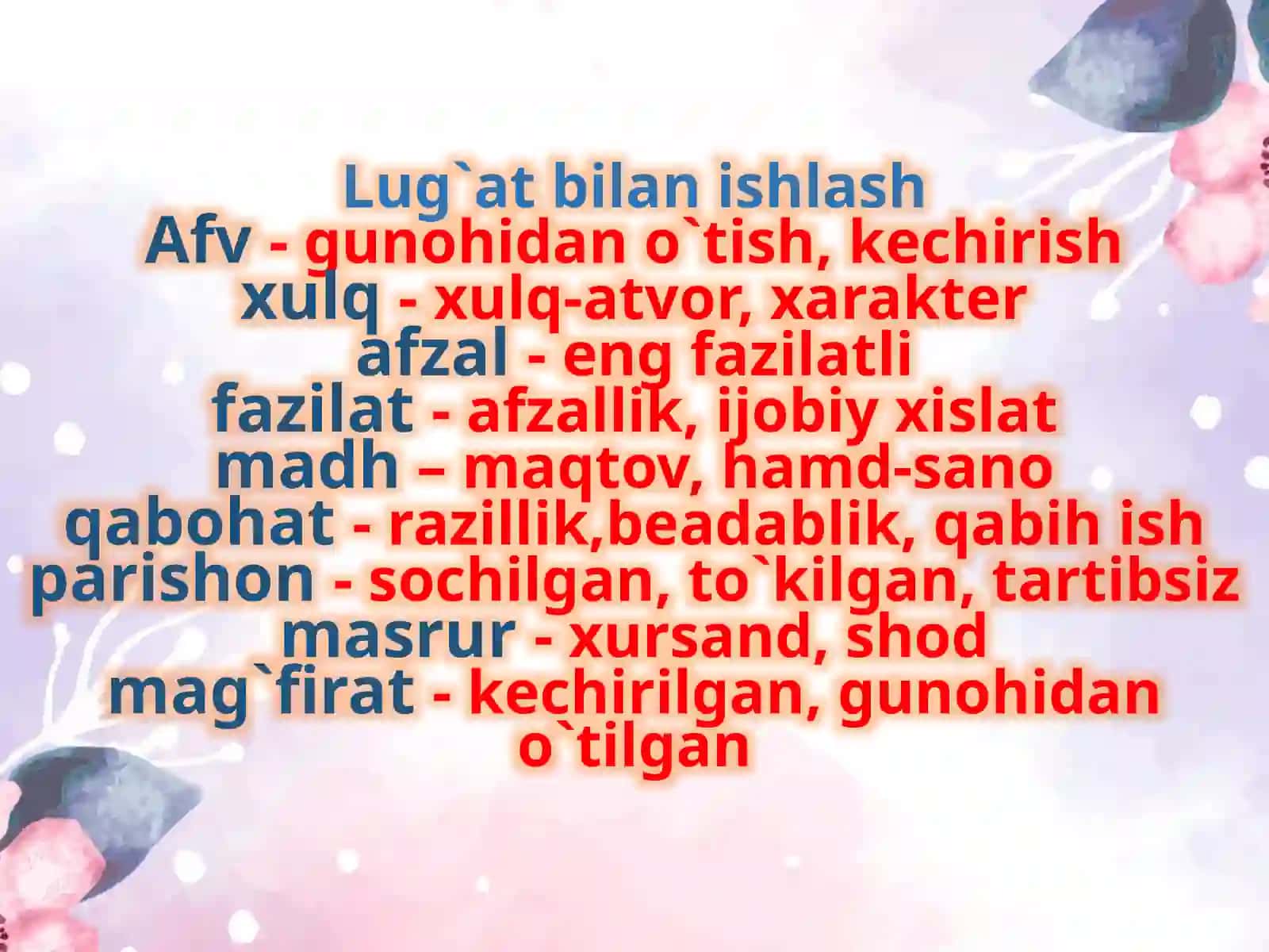 Mumtoz matn valug’at bilan ishlash 4