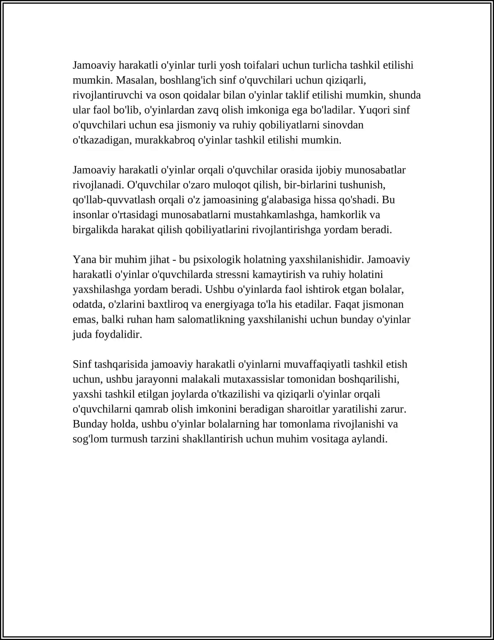 DARSDAN TASHQARI ÓYNALADIGAN HARAKATLI O'YINLARNI O'TKAZISH 4