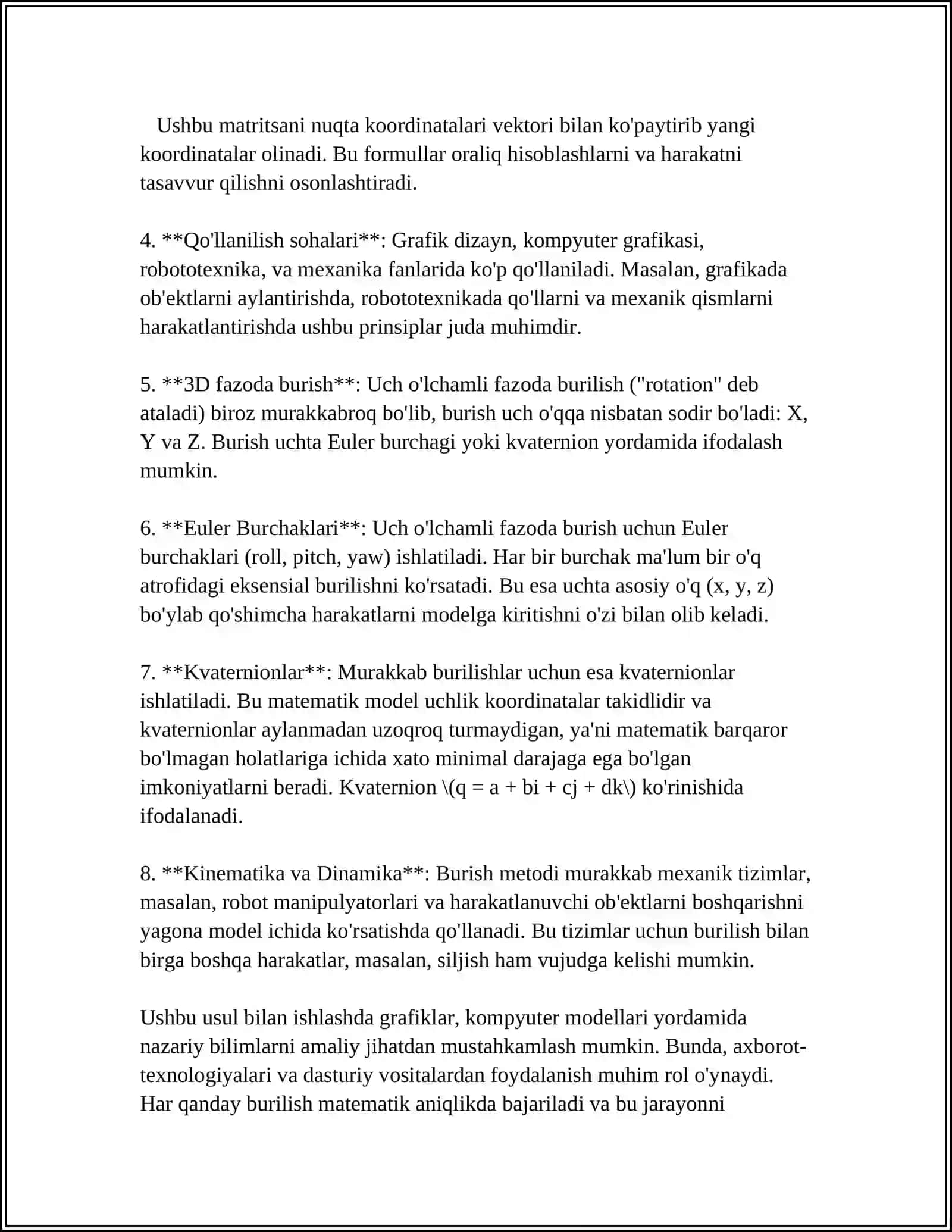 NUQTA ATROFIDA AYLANTIRISH (BURISH) METODI VA UNGA DOIR MASALALAR 4