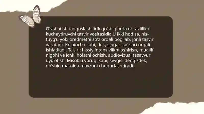Lirik qo'shiqalarda tasvir vositalari 4