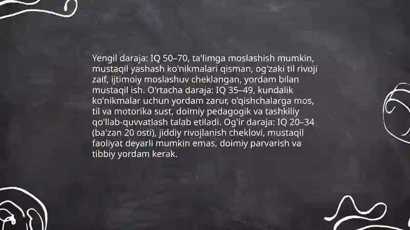 Oligofren bolalar, ularning tavsifi 4