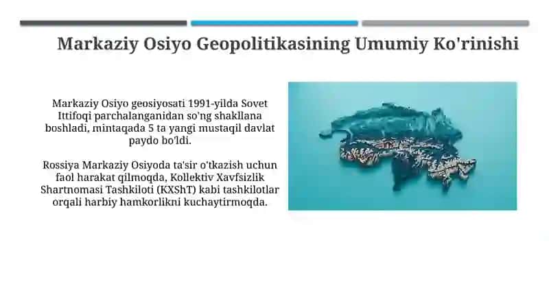 O'zbekistonning Markaziy Osiyodagi Geosiyosati 4