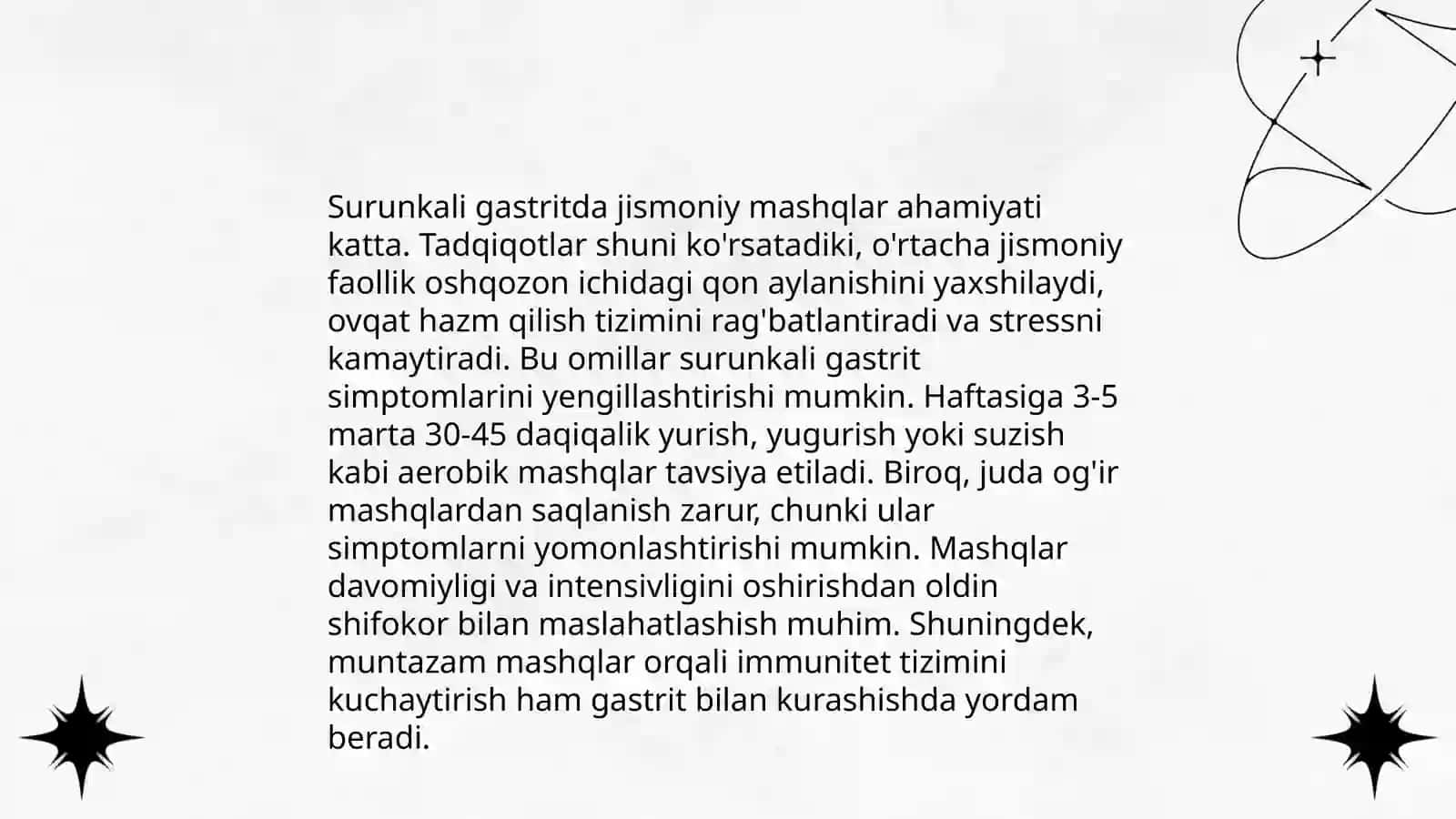 Surunkali gastritda jismoniy mashq majmuasi 4