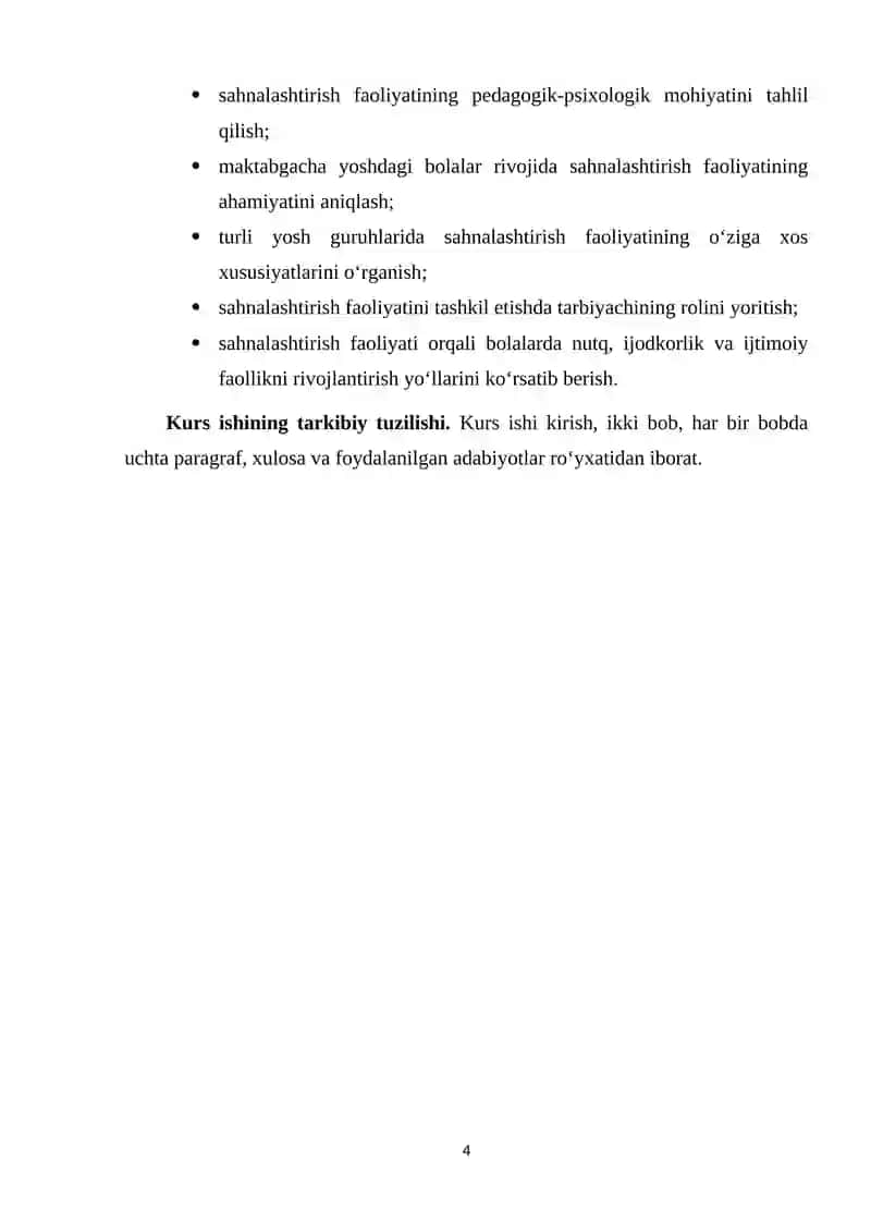 Mavzu: Sahnalashtirish faoliyatining pedagogik-psixologik mohiyati 4