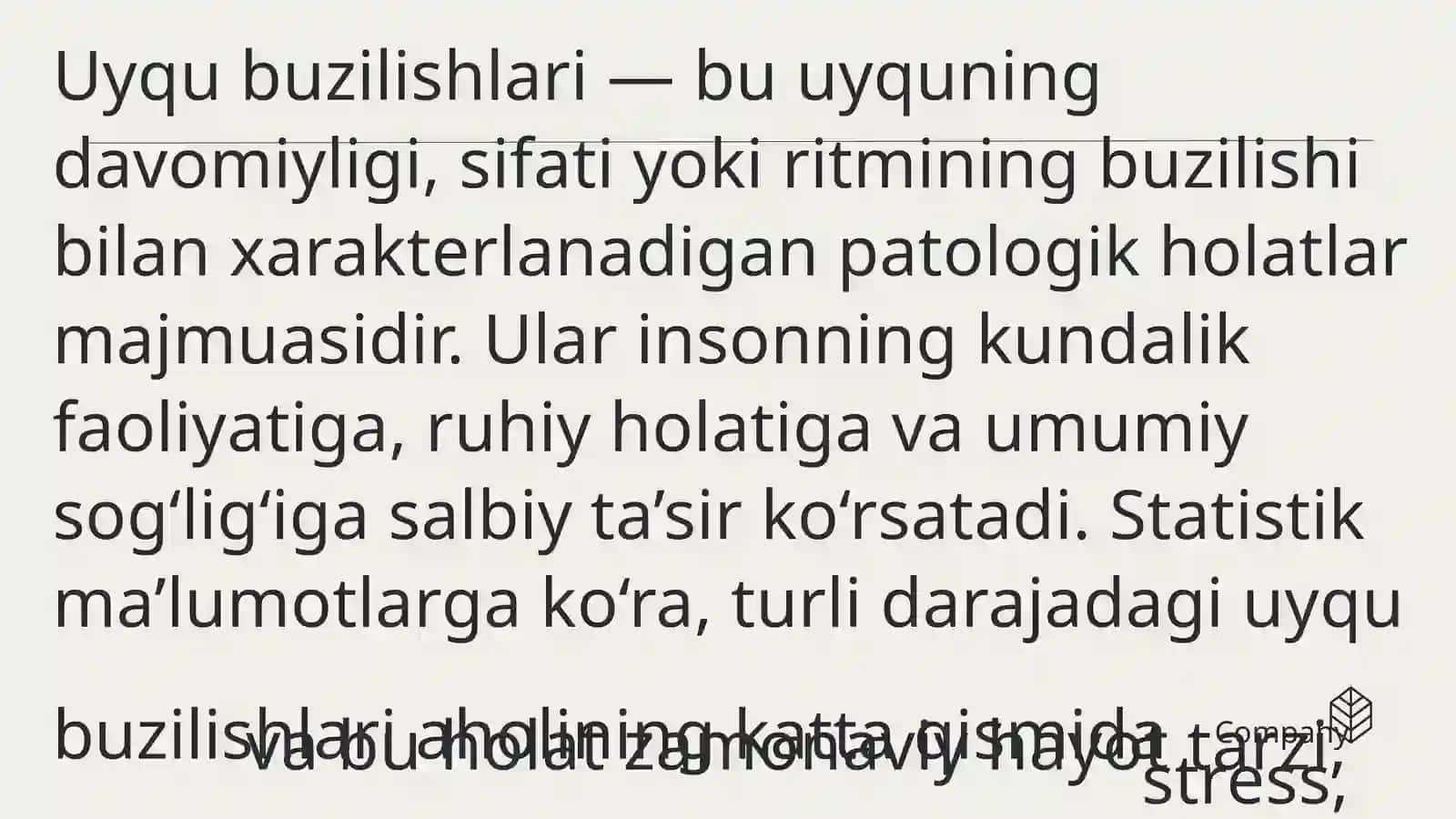 Uyqu buzilishlari klassifikatsiyasi 4