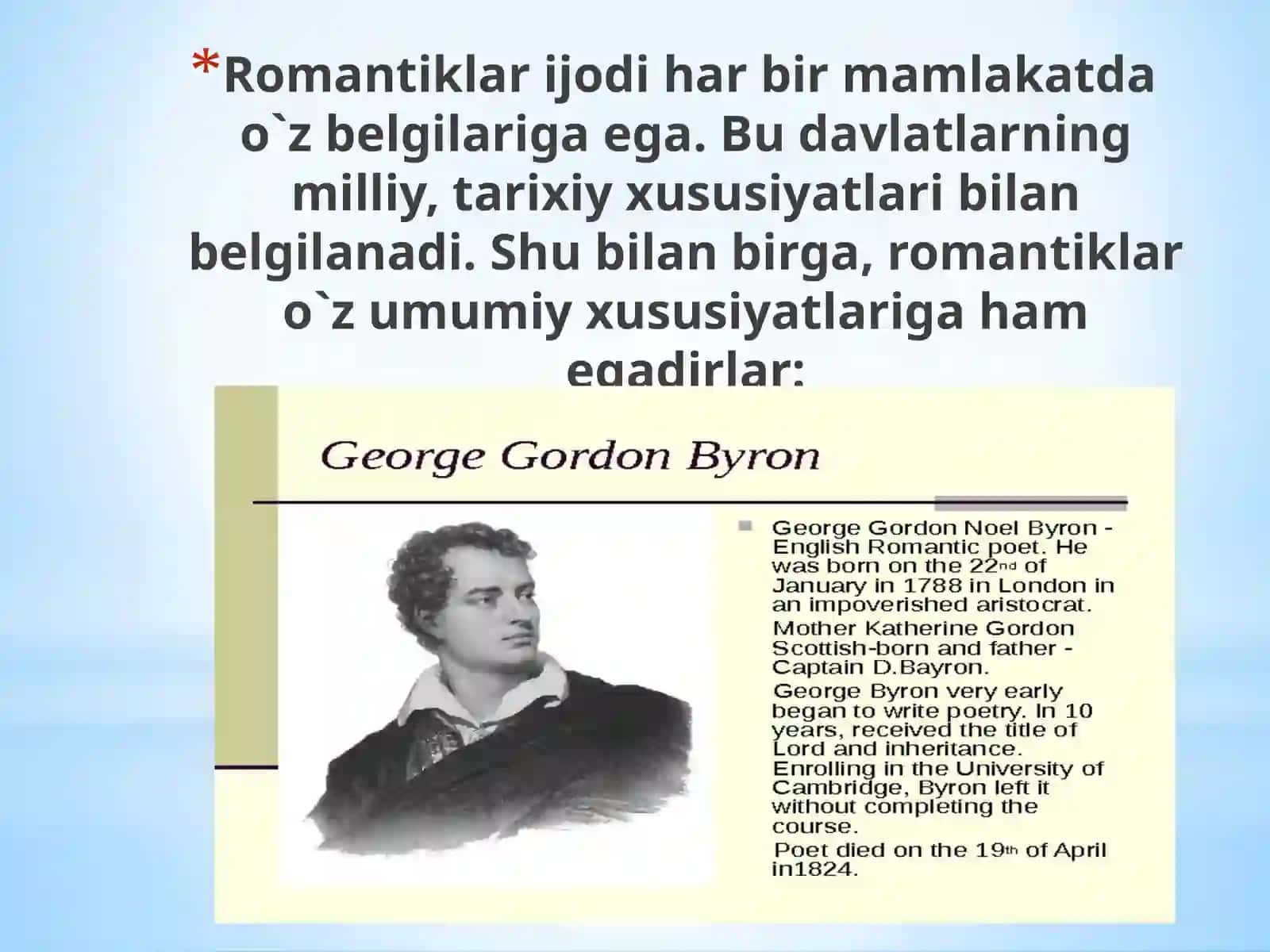 Bayron ijodida roman tizimining o 'rni 4