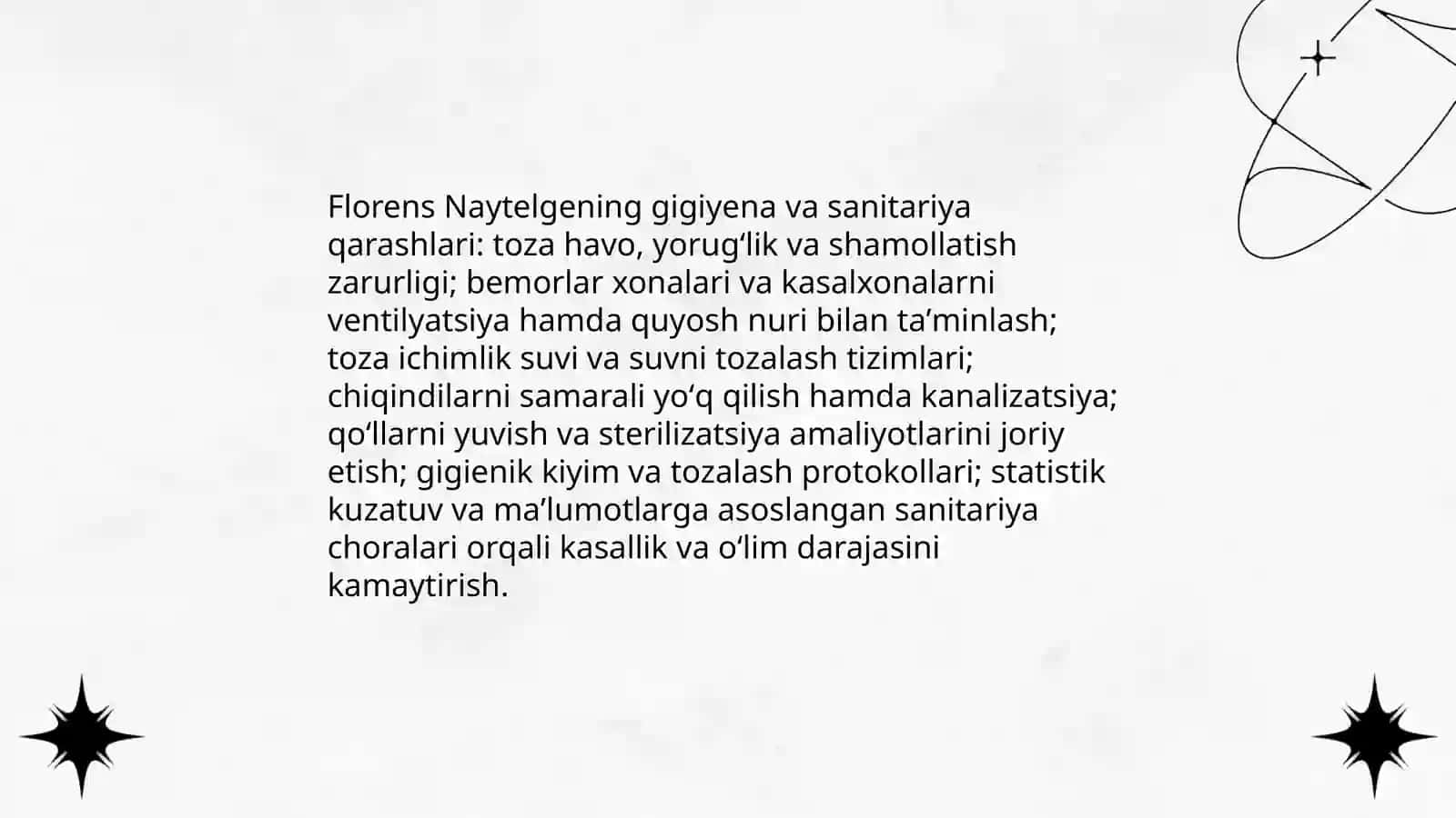 Florens Naytelgening bemorlarni parvarishlash haqida 4