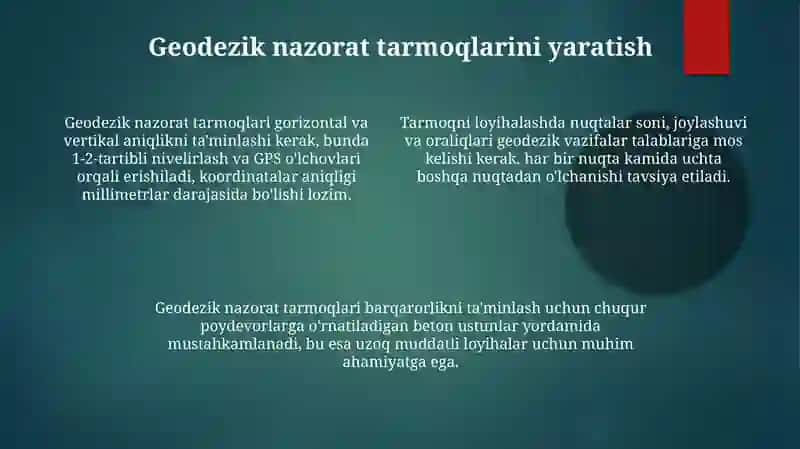 Loyihaviy balandlikni aniqlash va geodezik tayanch 4