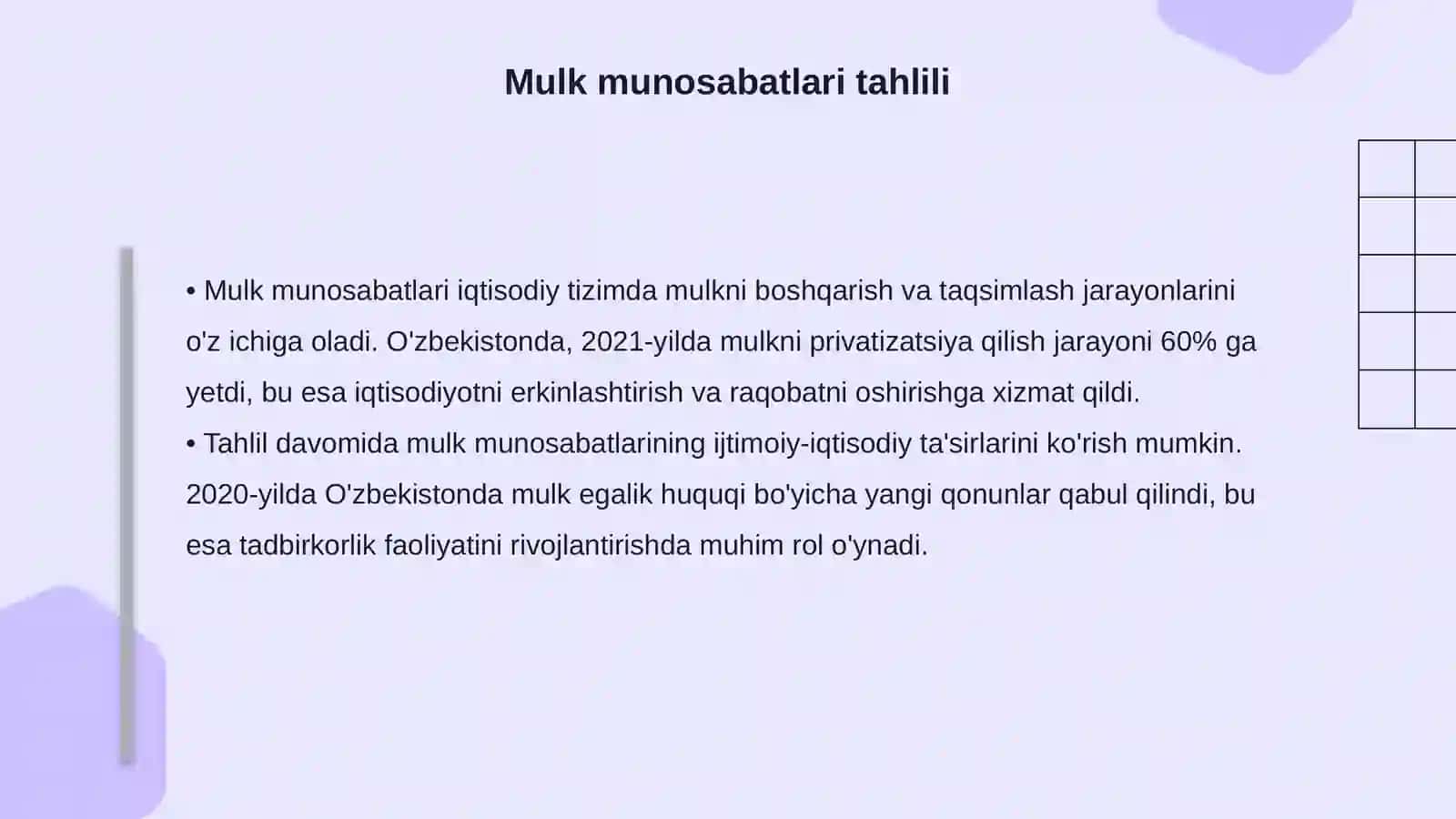 Miqdoriy tuzilma-mulk munosabatlari 4