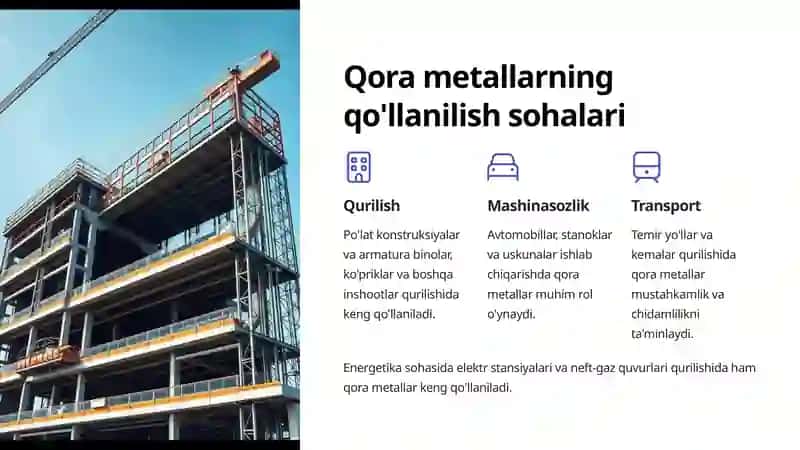 Metall materiallar va ularning qo'llanilish sohalari 4