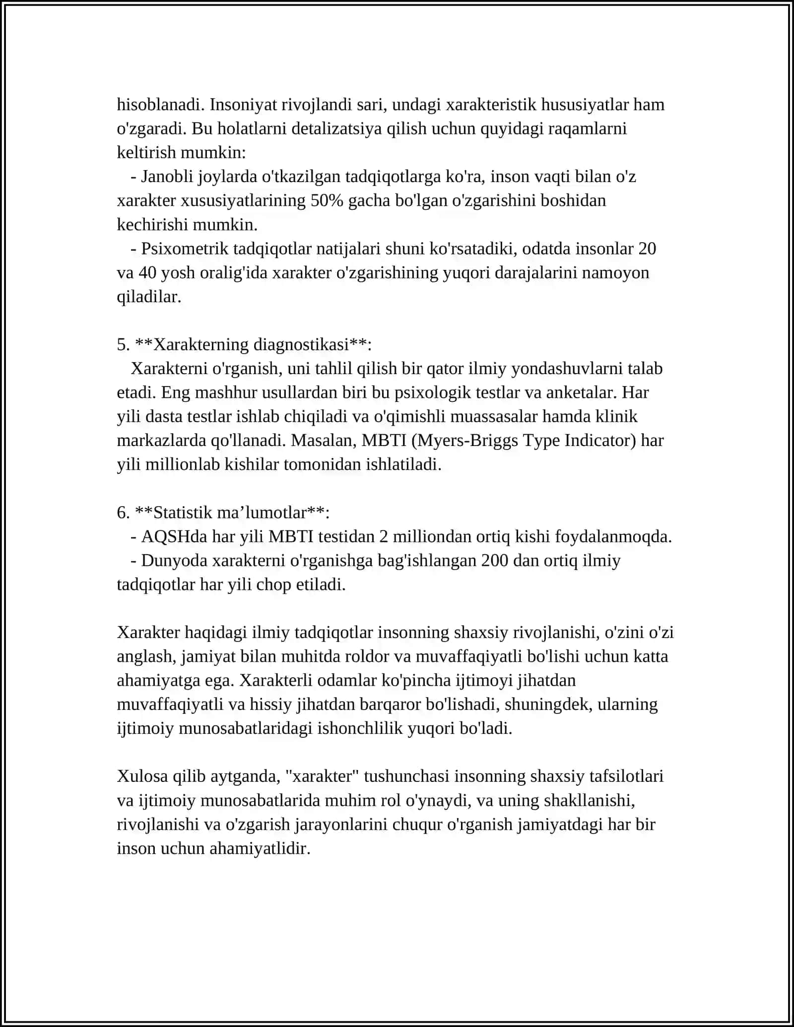 Xarakter haqida tushunish 4