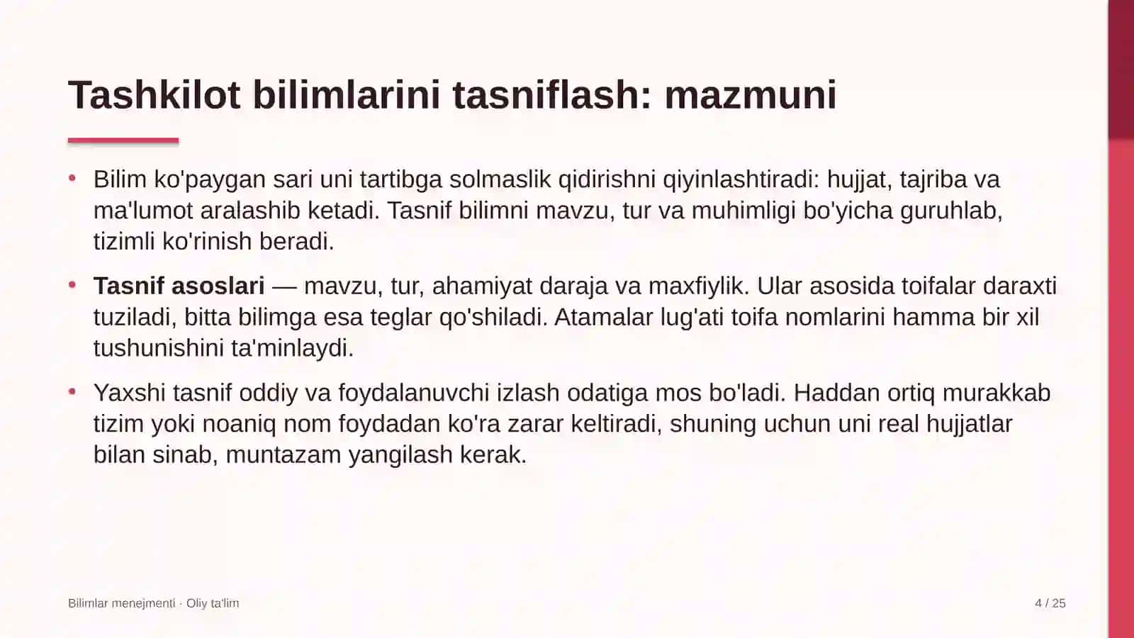 BILIMLAR MENEJMENTI · OLIY TA'LIM 4