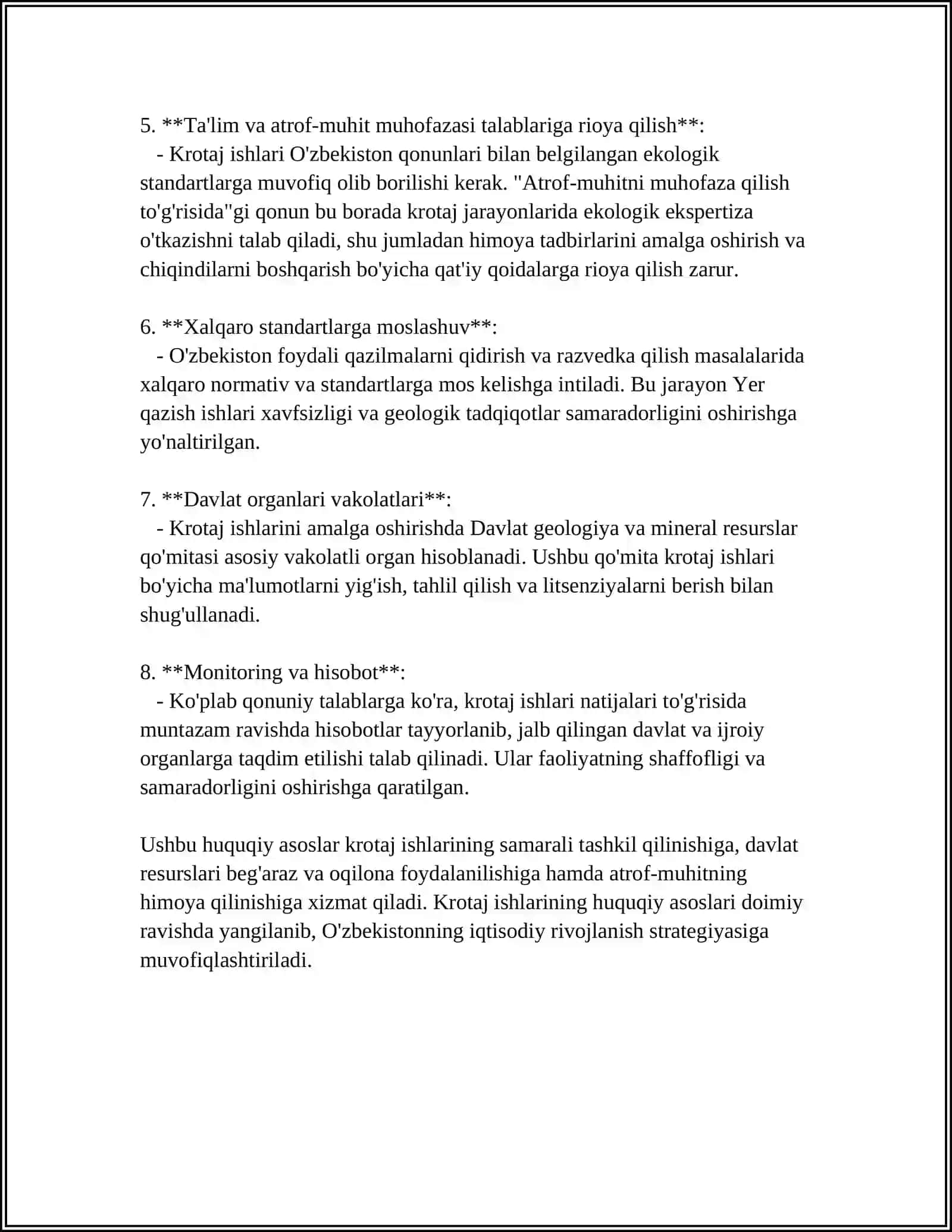 KROTAJ ISHLARINI AMALGA OSHIRISH 4
