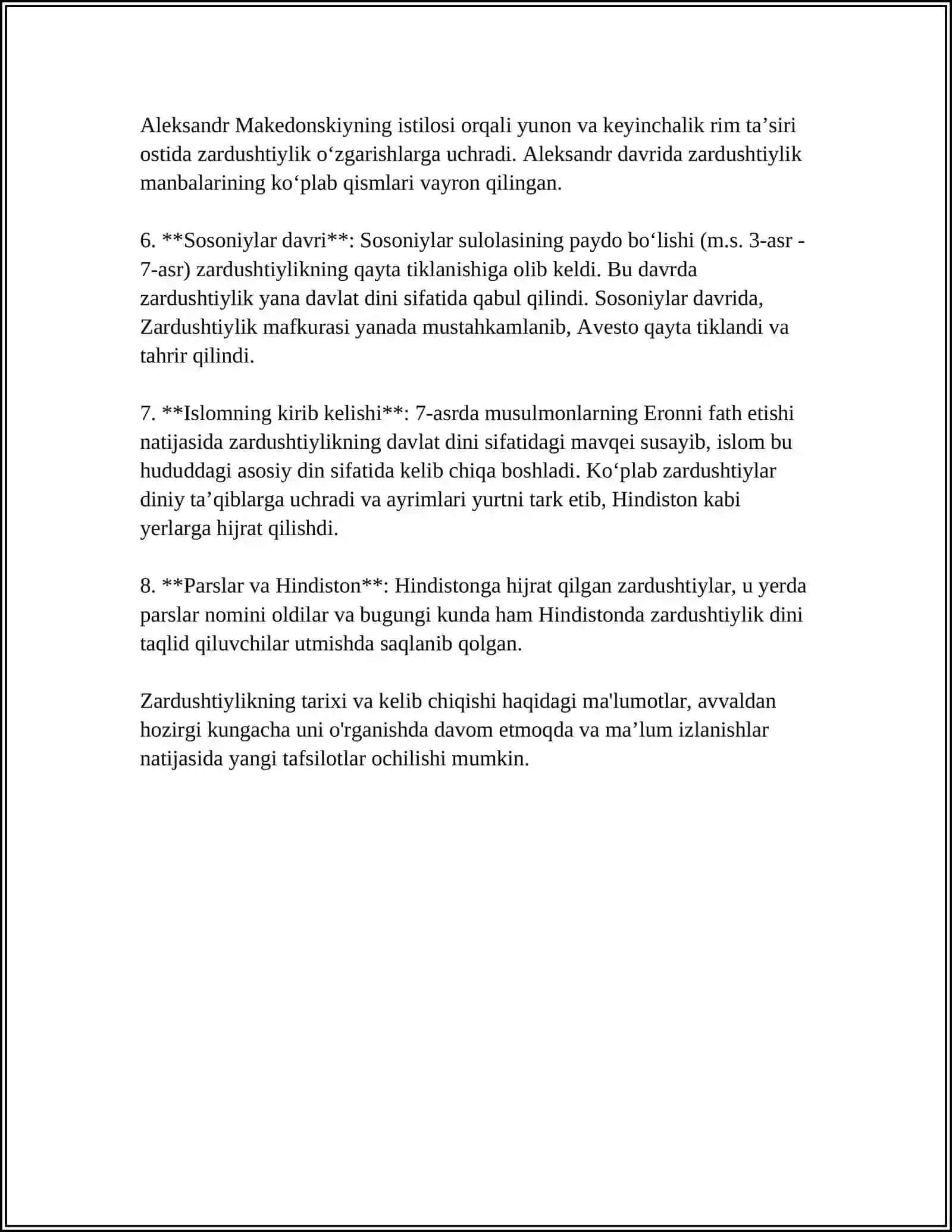 ZARDUSHTIYLIKNING VUJUDGA KELISHI 4