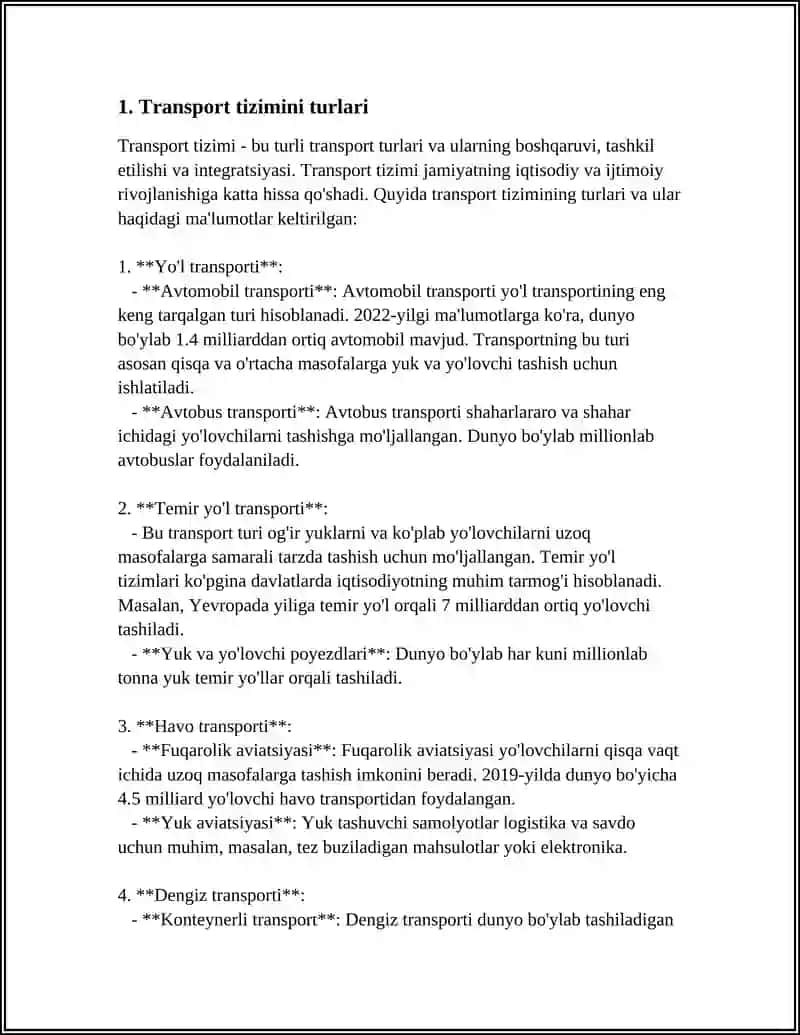 TRANSPORT TIZIMINING UMUMIY TAVSIFI 4