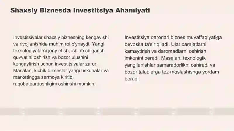 Shaxsiy biznesni investitsiyalash 4