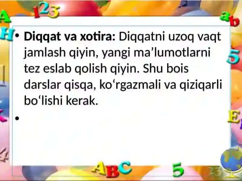 Aqlizaif bolalar idrok nishaklantirish usullari 4