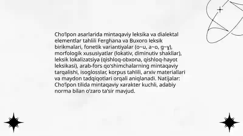 Choʻlpon asarlari tilining satsiolingvistik tahlili 4
