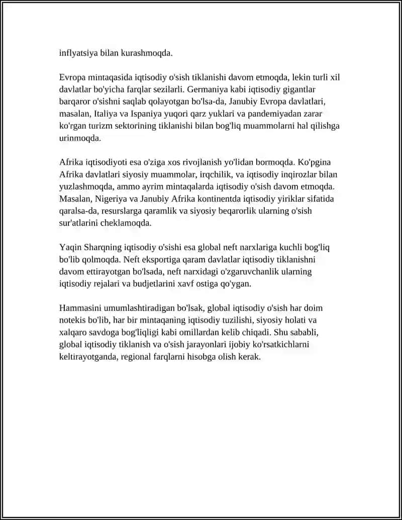GLOBAL IQTISODIY RIVOJLANISH 4
