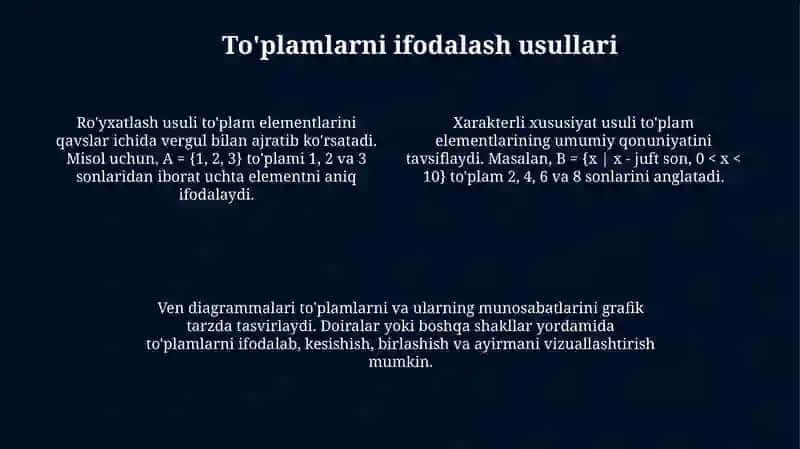 To'plam tushunchasi va xossalari 4