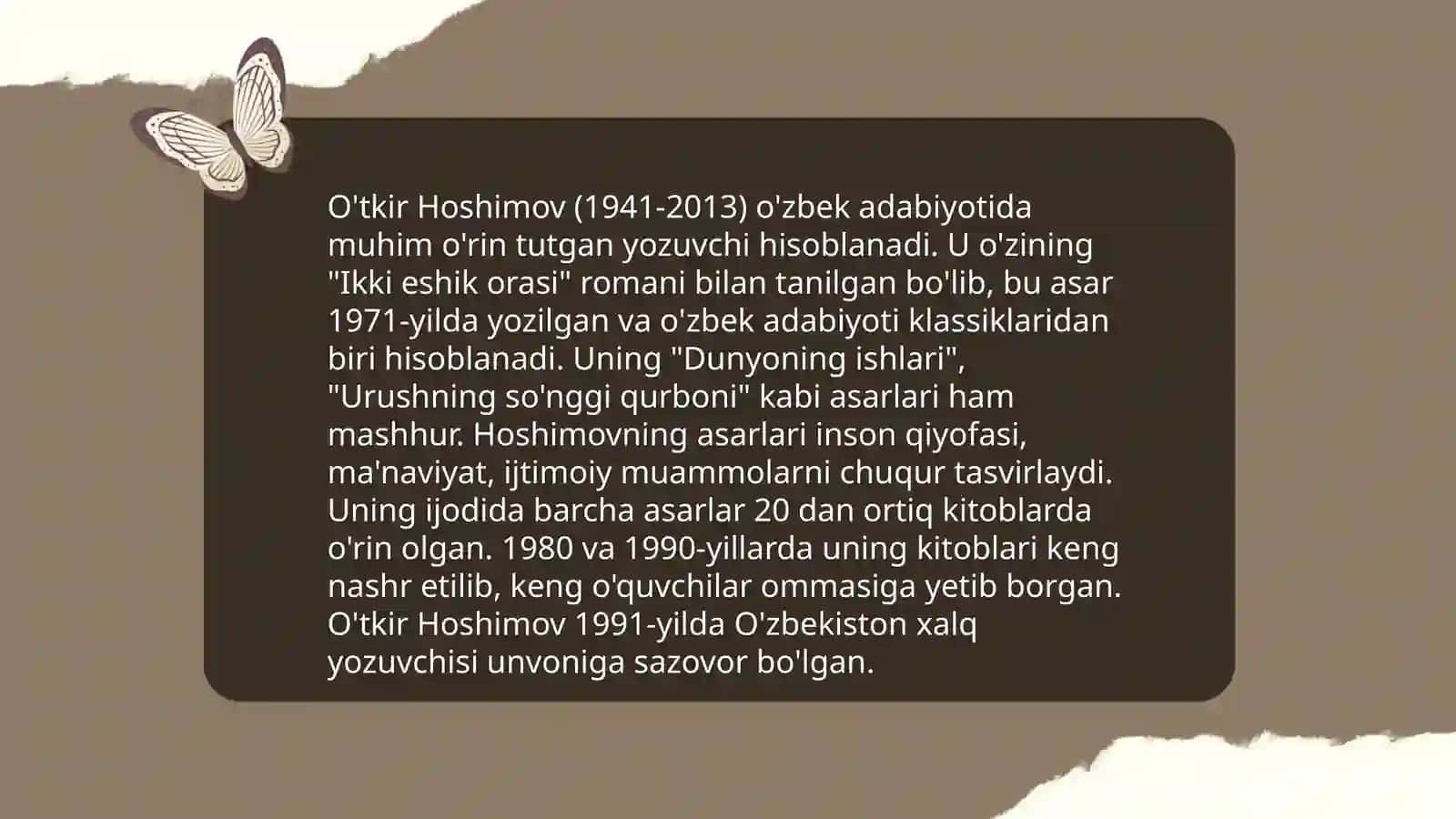O'tkir Hoshimov hayoti va ijodi 4