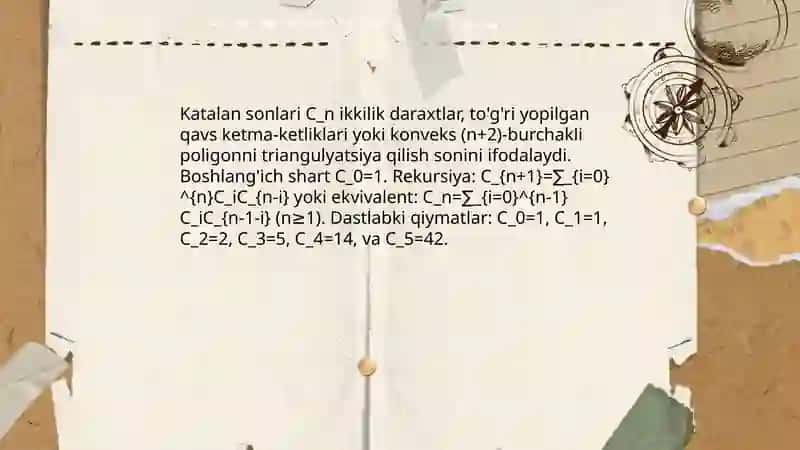 Fibonachchi sonlari va Katalan sonlari 4